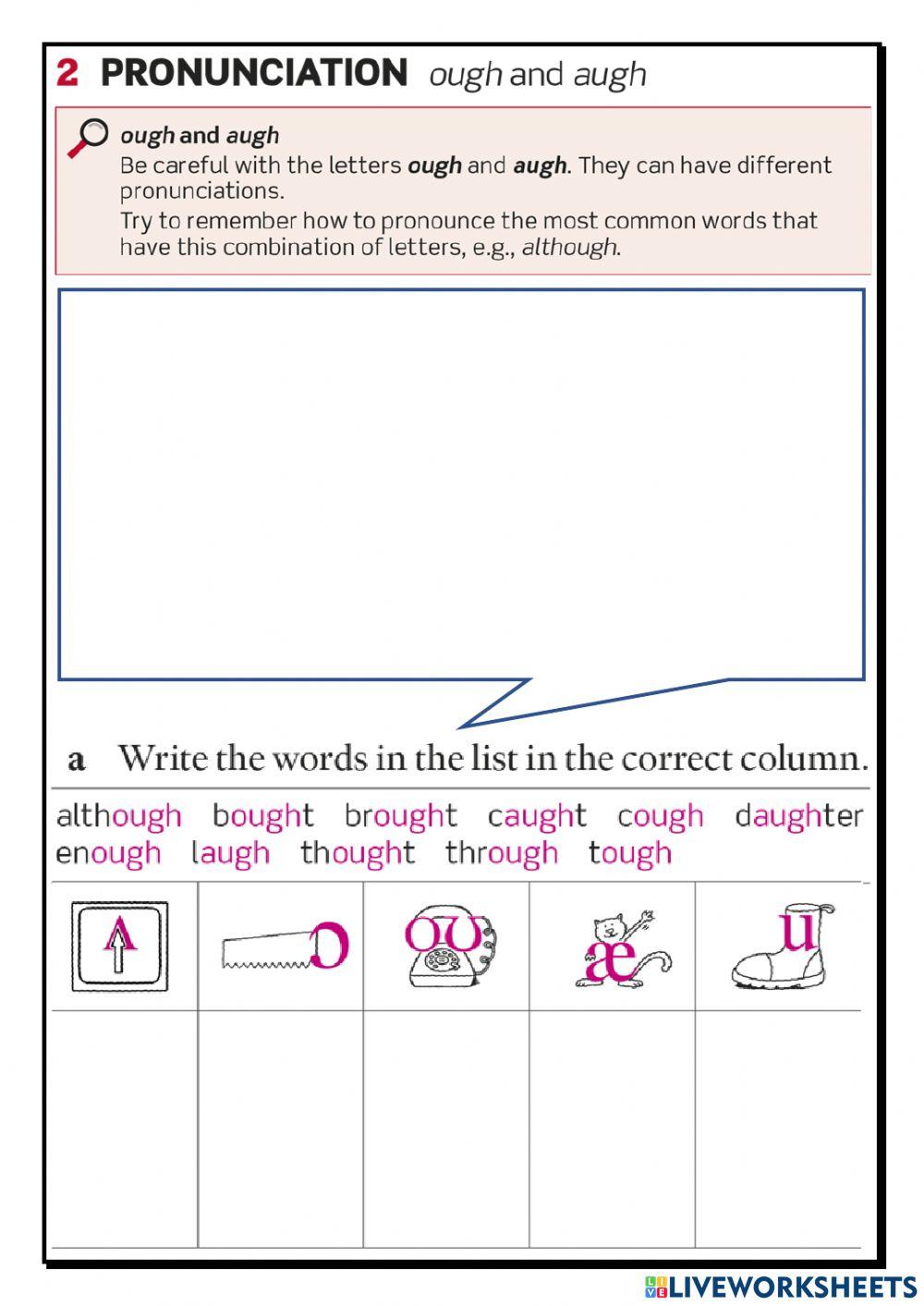 -ough-augh sounds online exercise for | Live Worksheets