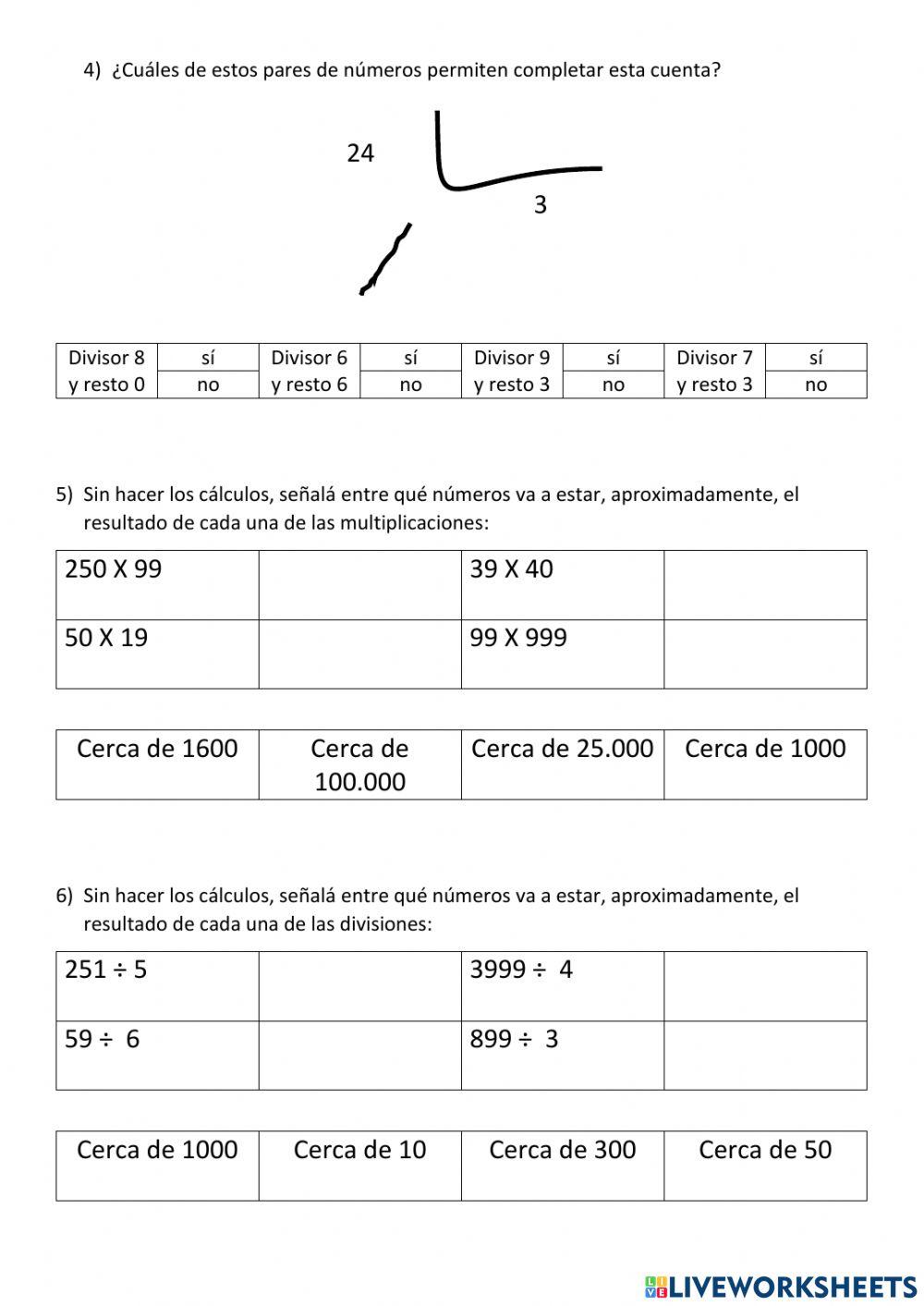 Multiplicación y división
