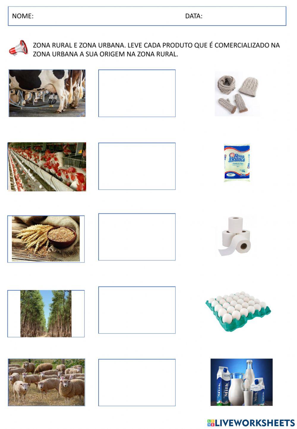 Produtos zona urabana zona rural