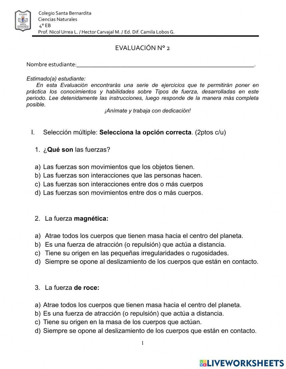 Evaluación fuerzas