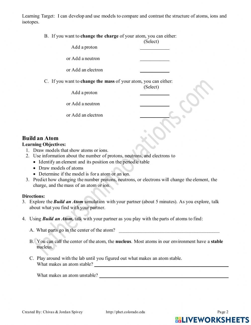 Build An Atom Phet Lab