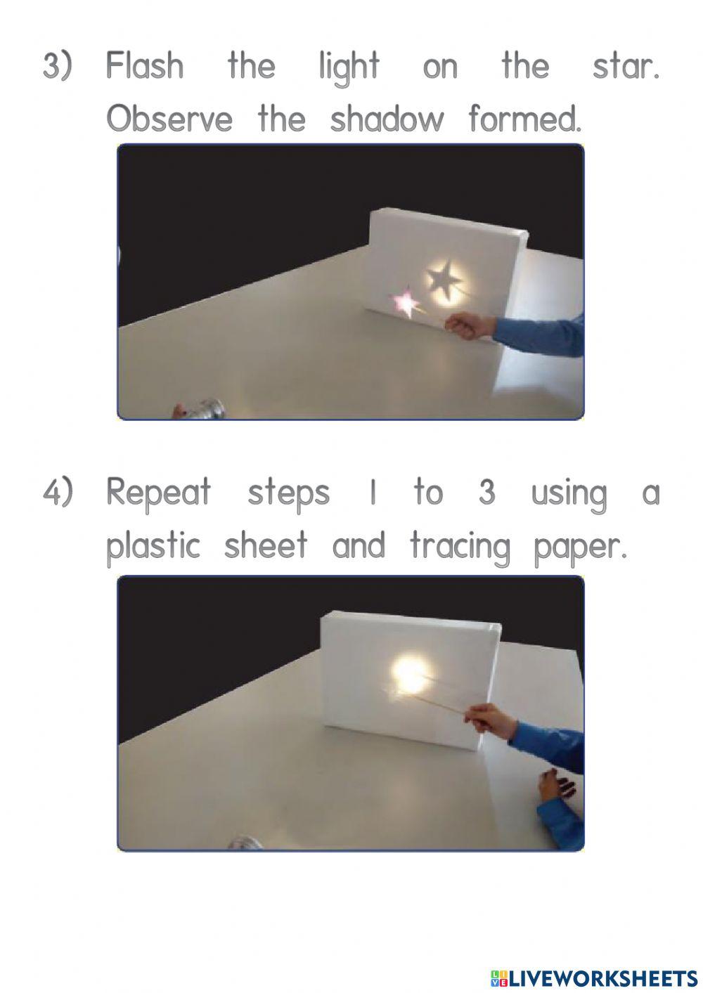 Science Year 2 PdPRW21 Wednesday 23.06.2021 - Unit 6 Light and Dark - Clarity of Shadows