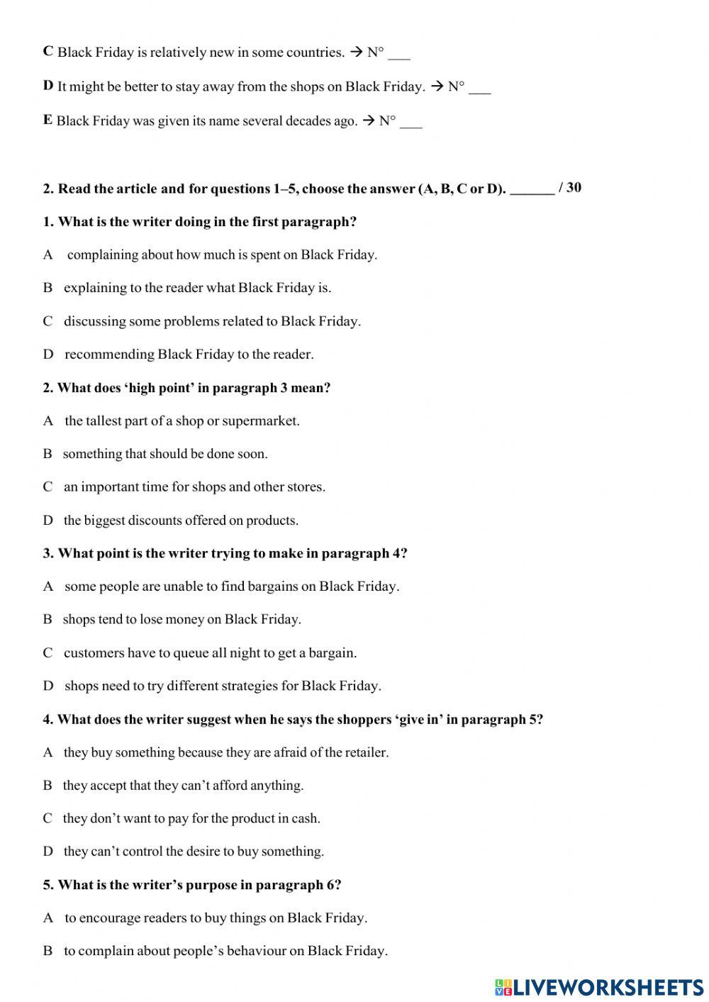 READING - MIDTERM EXAM - ADVANCED 1