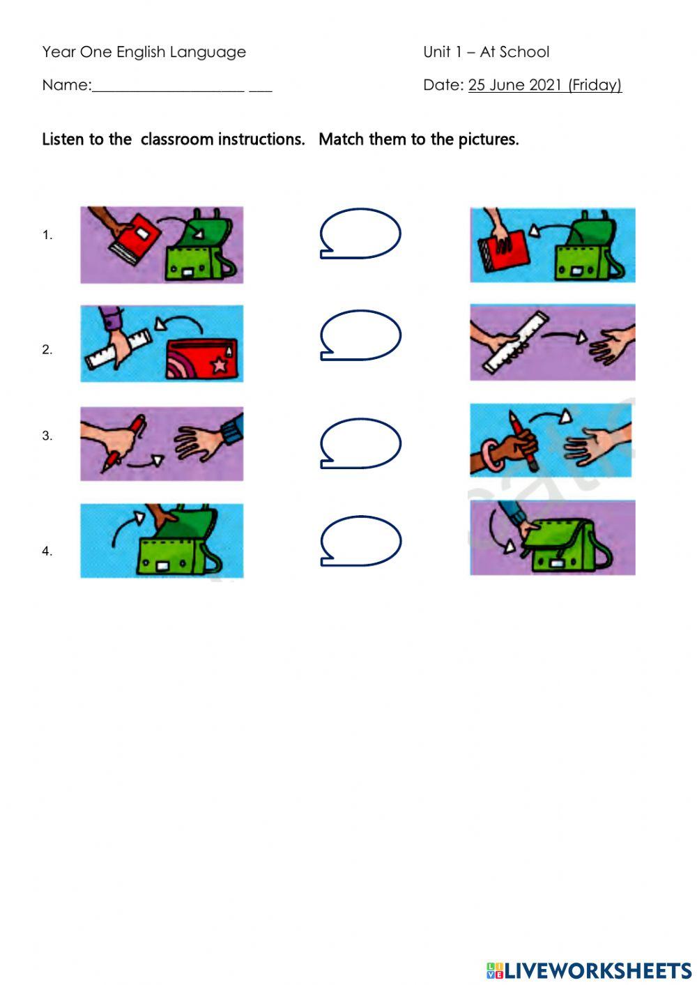 At School - Classroom objects