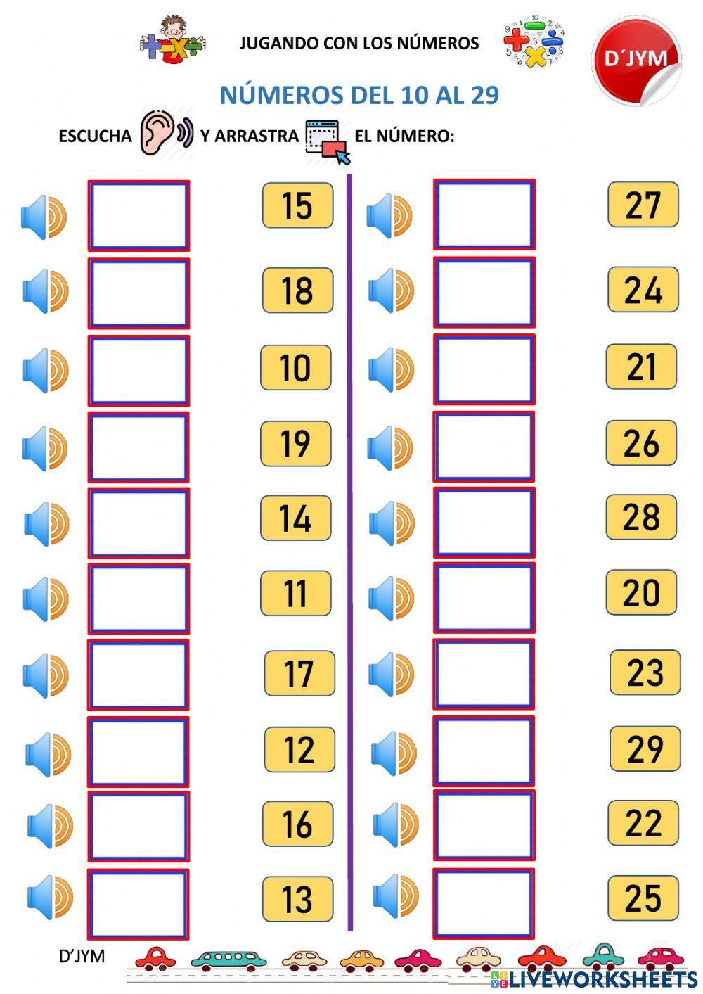 Números del 10 al 29