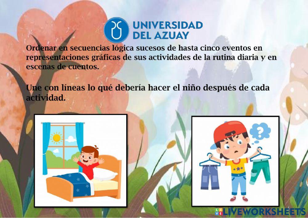 Ordenar en secuencias lógicas sucesos de hasta cinco eventos en representaciones gráficas