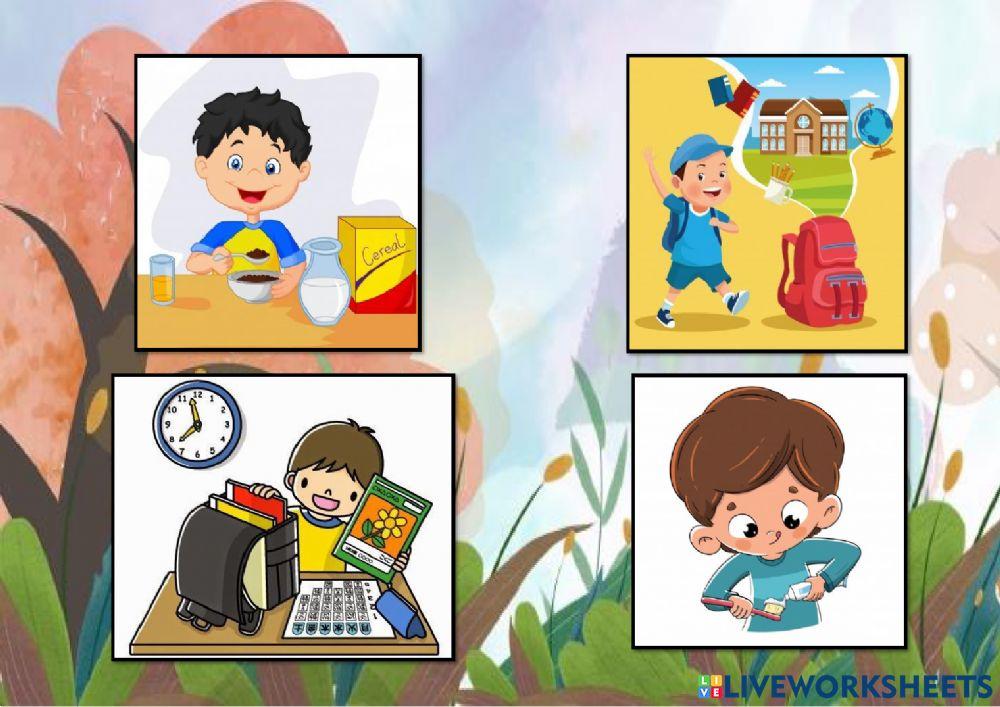 Ordenar en secuencias lógicas sucesos de hasta cinco eventos en representaciones gráficas