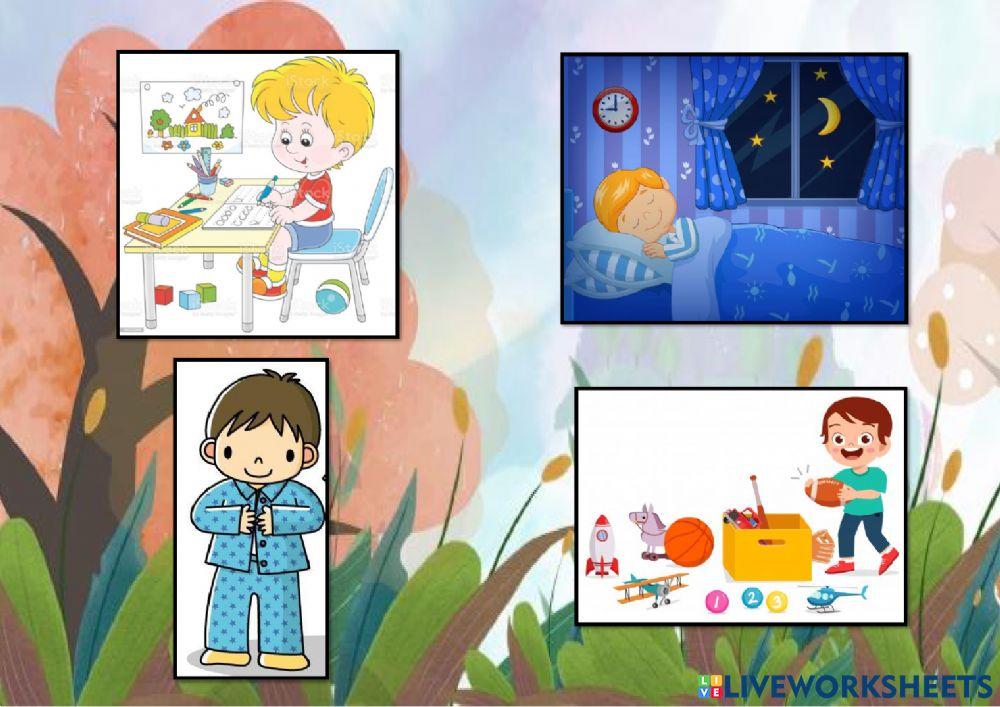 Ordenar en secuencias lógicas sucesos de hasta cinco eventos en representaciones gráficas