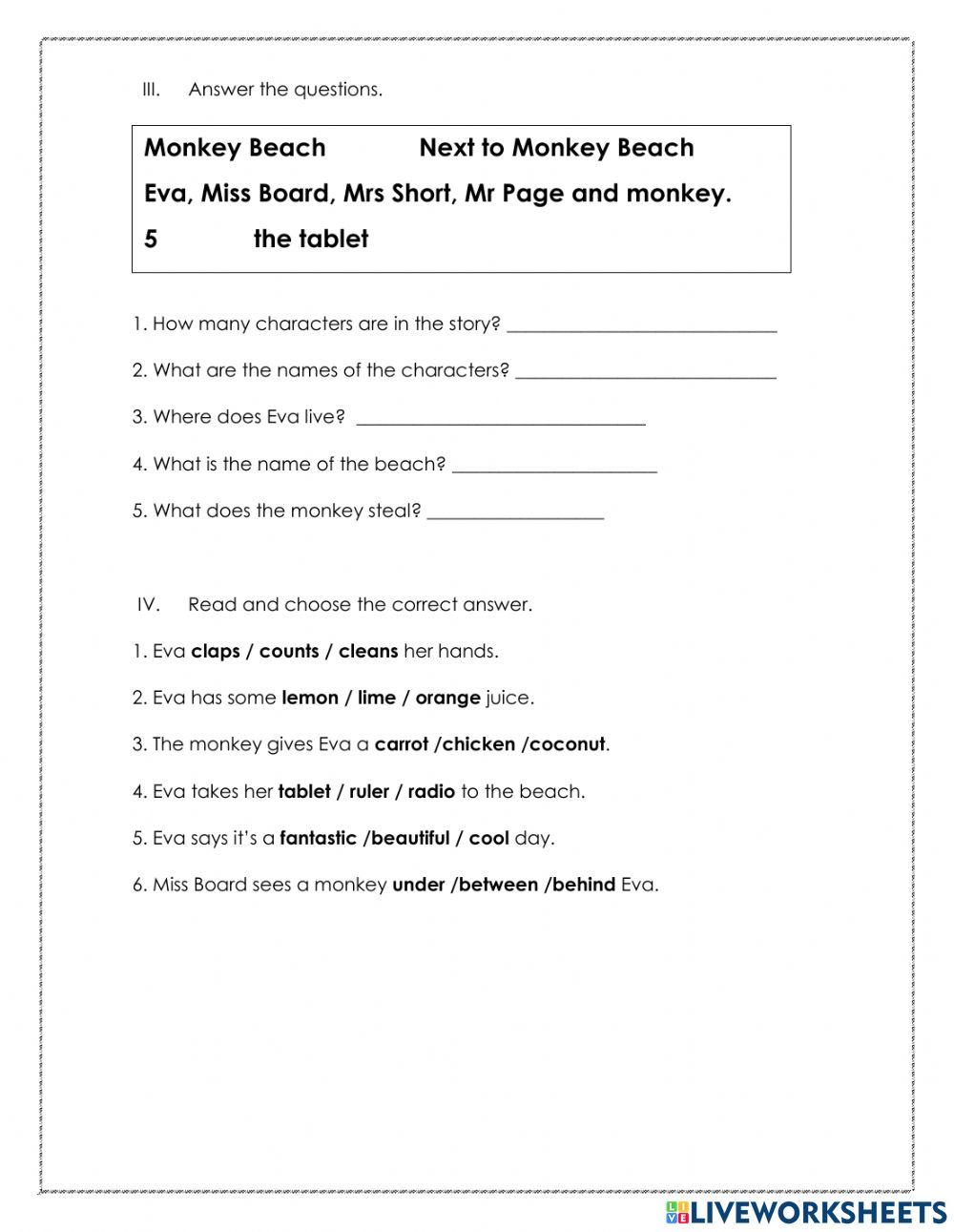 Reading Exam 2nd Grade