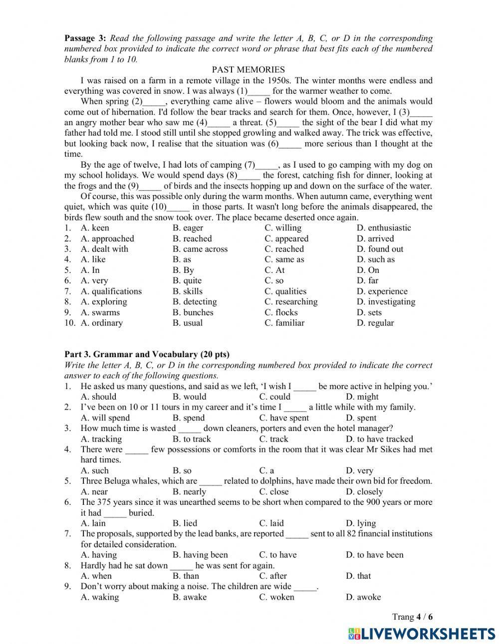 Ôn thi lớp 10 - Đề Anh không chuyên - 1