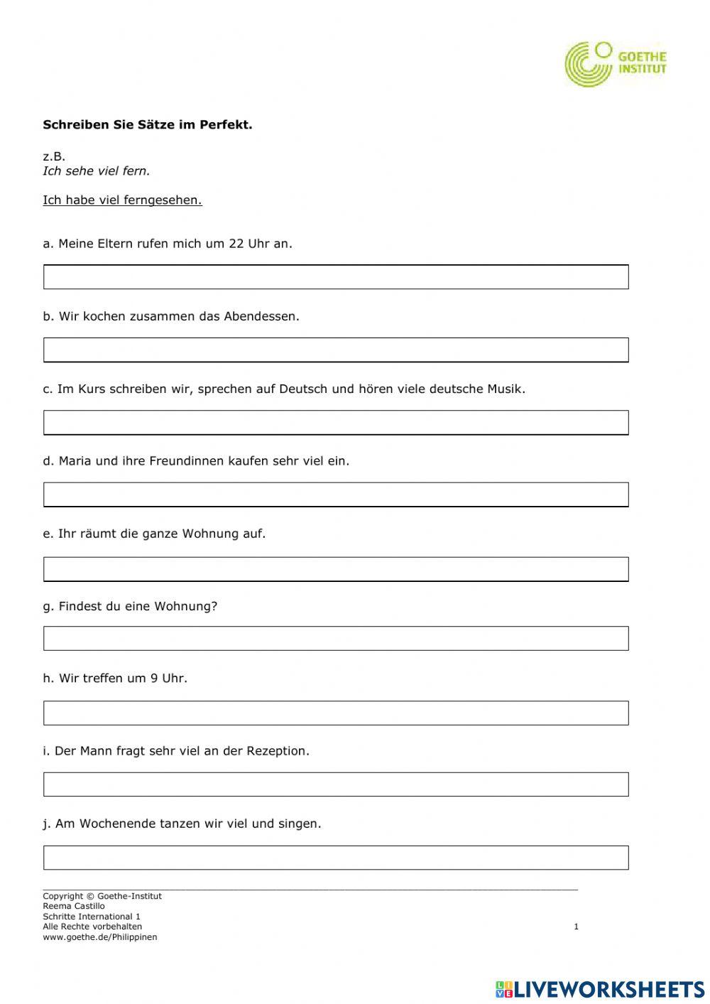 Übung: Verben im Perfekt