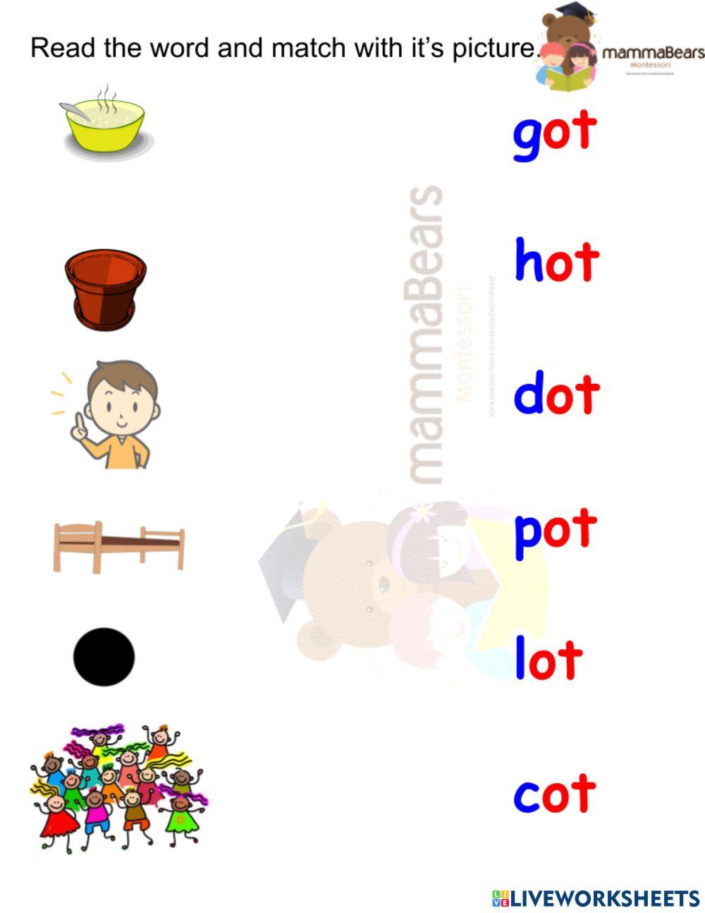 'o' sound match activity 2