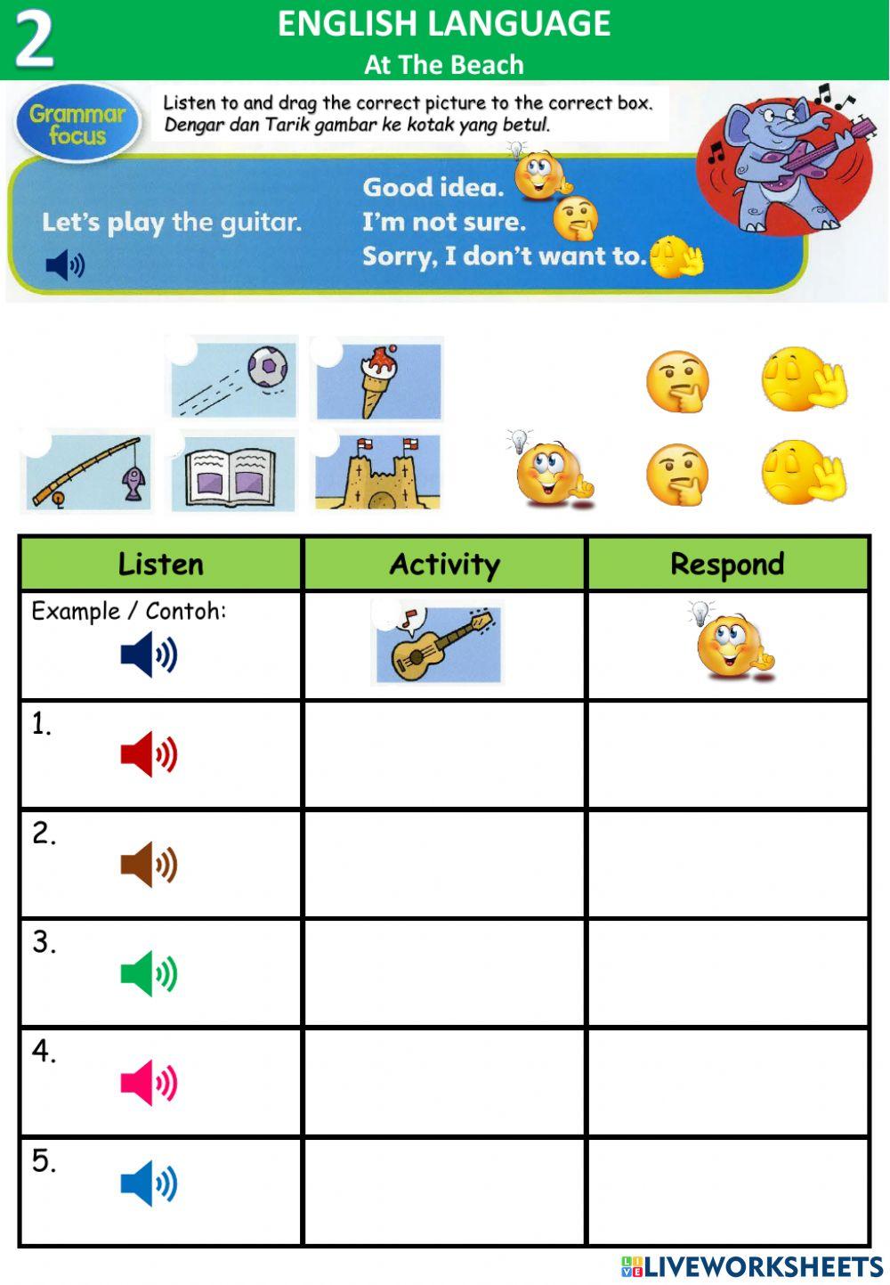 At the beach -listening