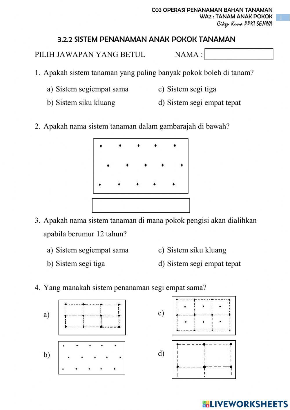 Cu3wa2 sistem penanaman anak pokok