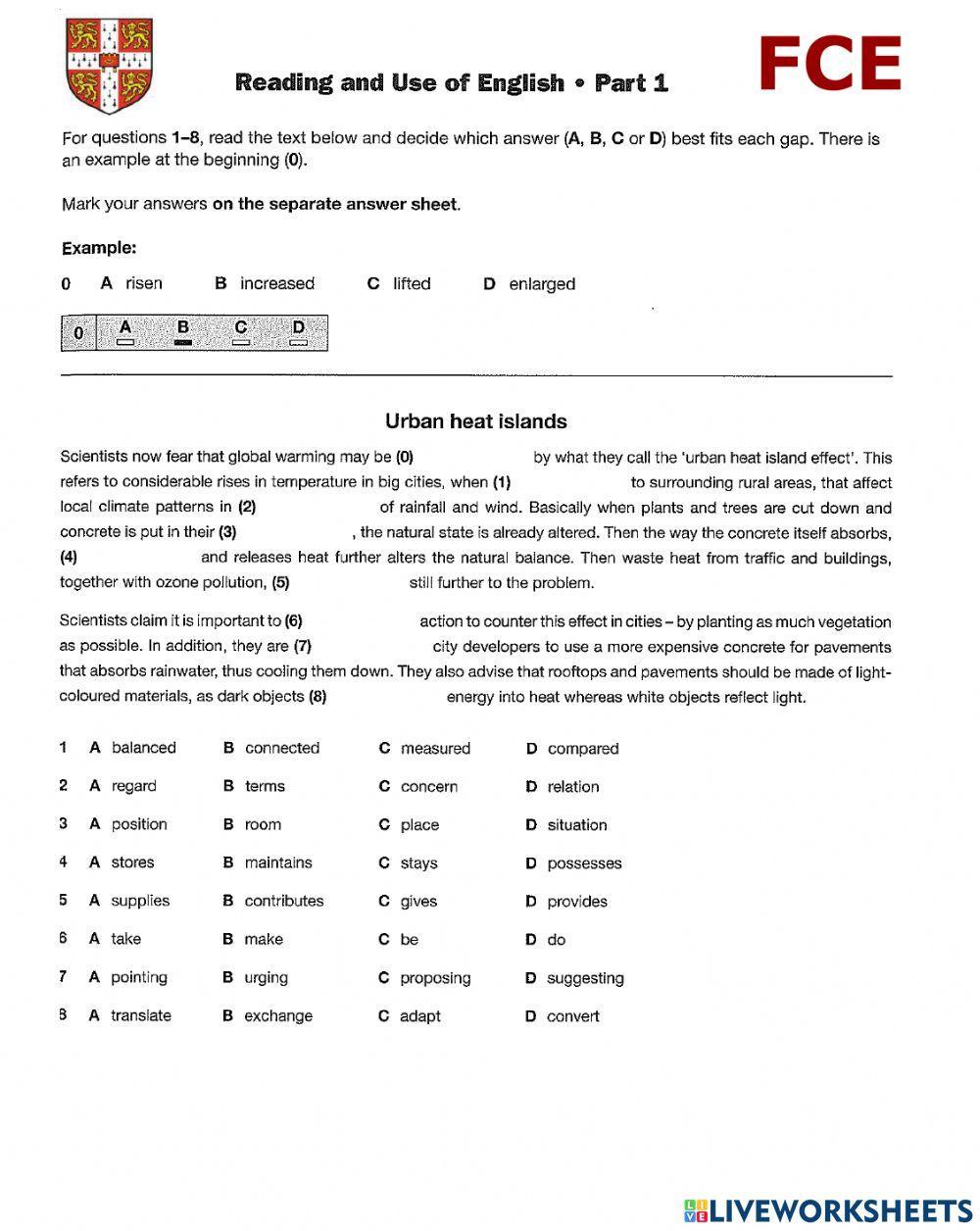 FCE Use of English parts 1-4