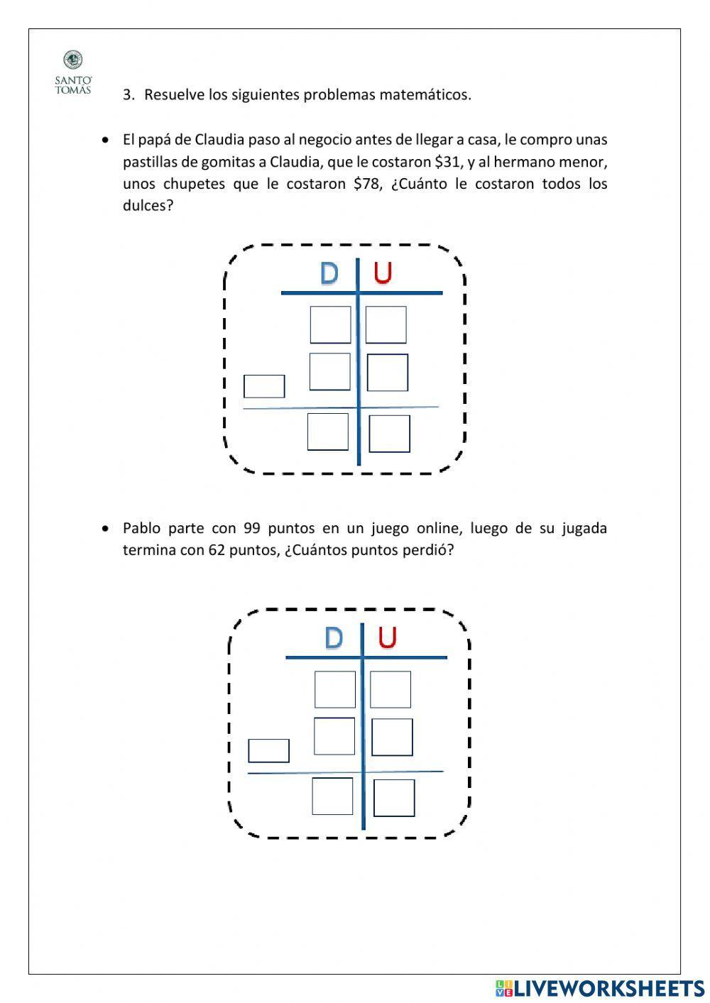 Sumas y restas sin reserva.