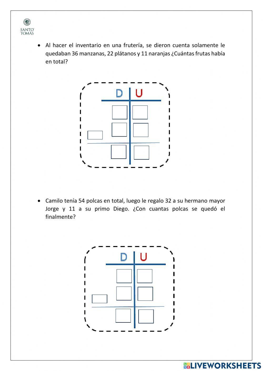 Sumas y restas sin reserva.
