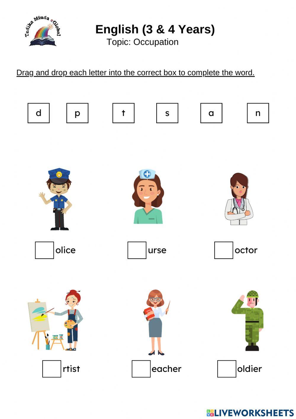 3 & 4 Years: English (Occupation)