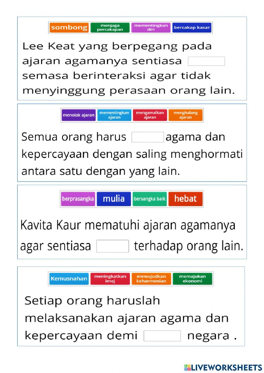 Pilih jawapan yang betul