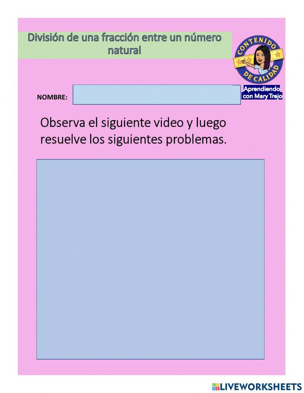 División de una fracción entre un número natural