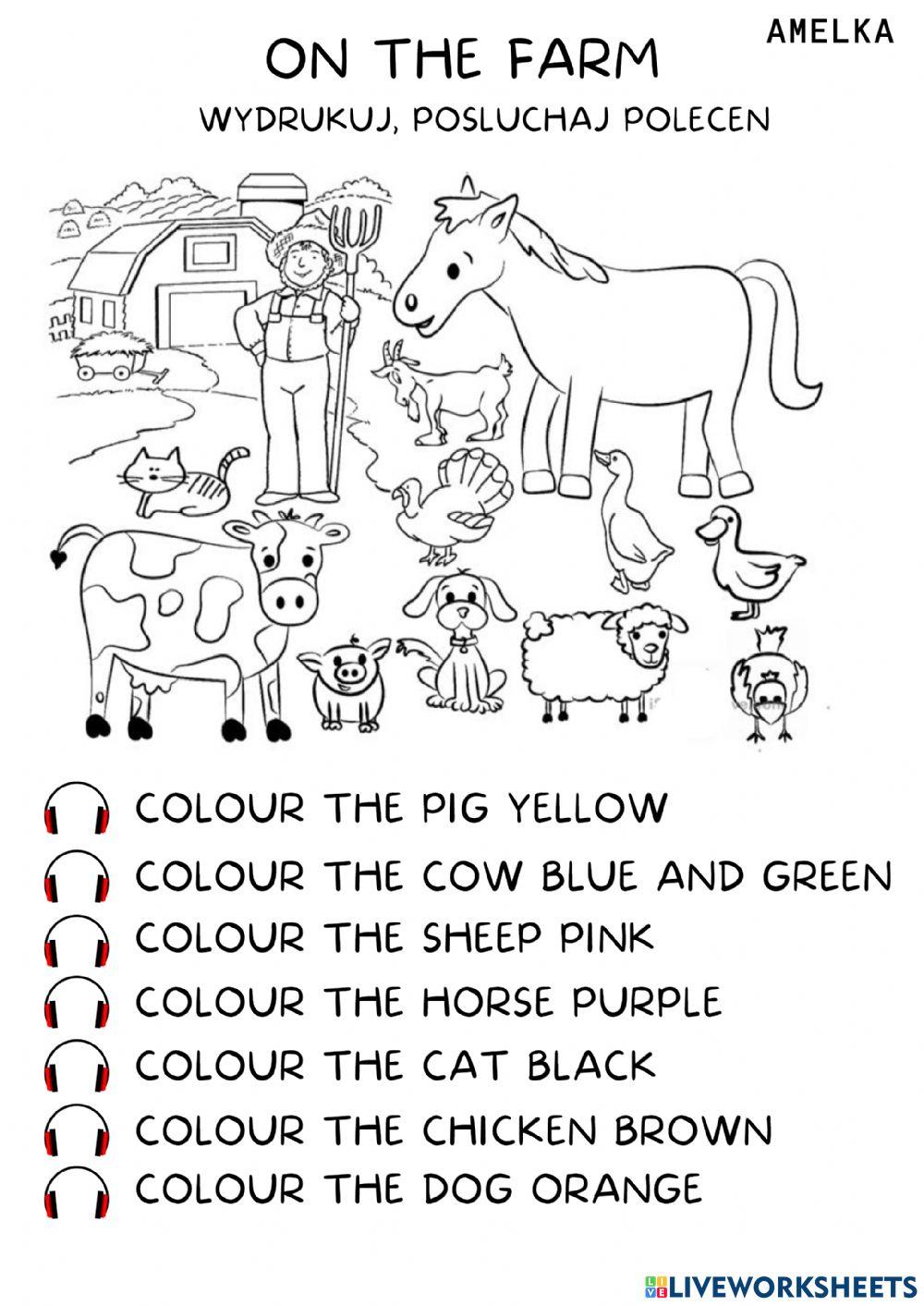 On the farm - paper worksheet