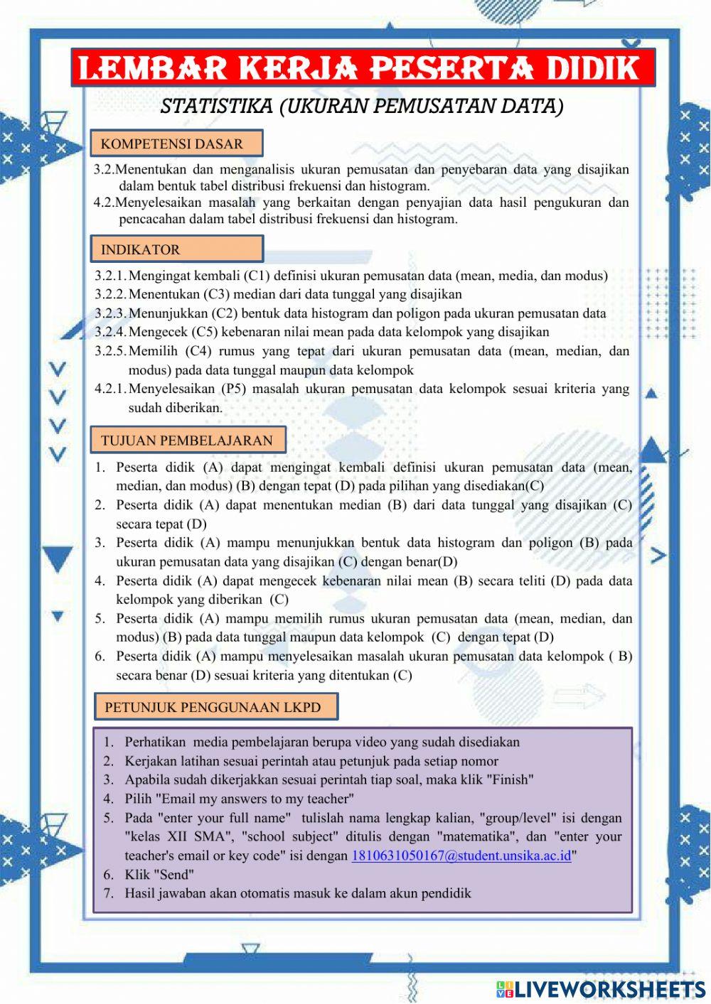Statistika (Ukuran Pemusatan Data)