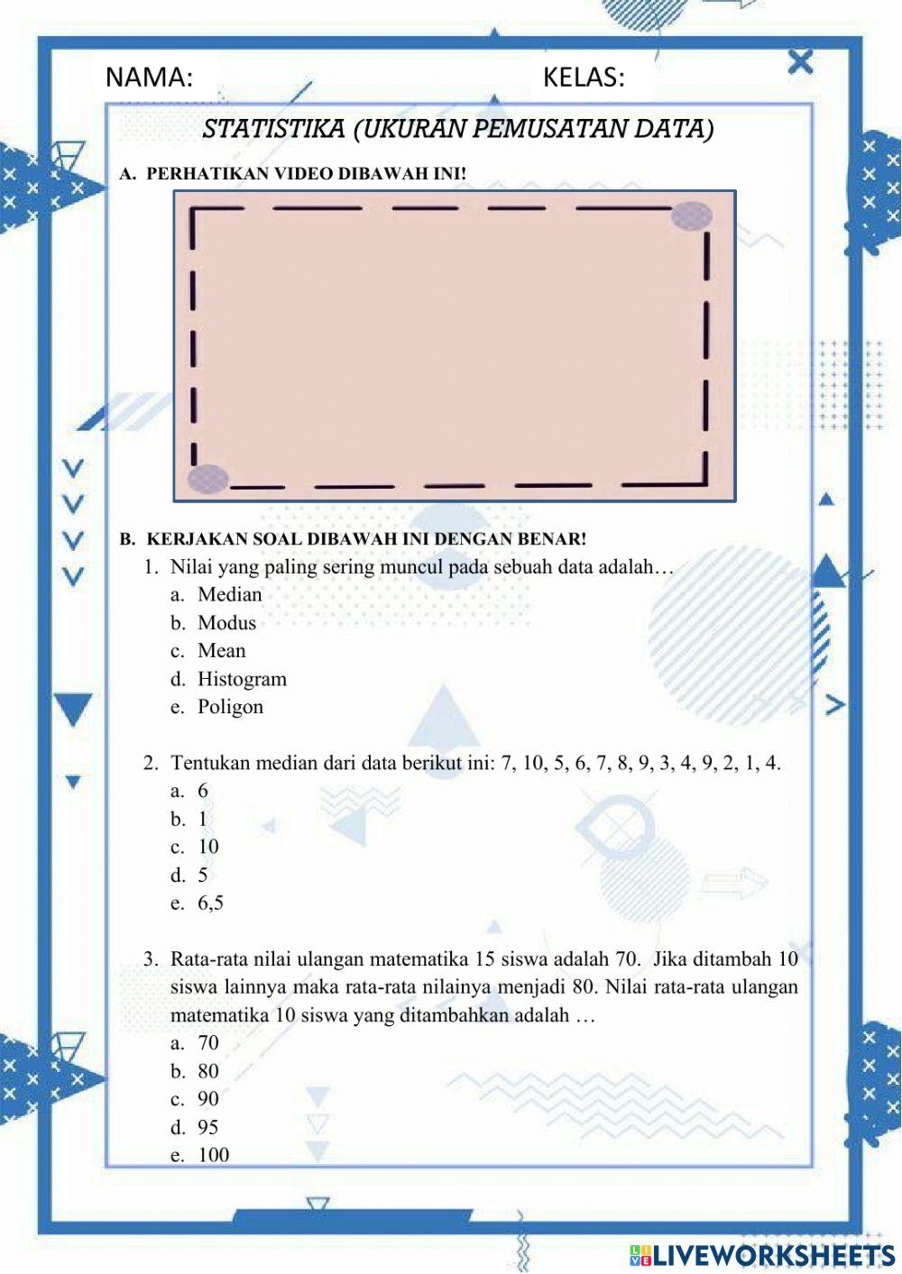 Statistika (Ukuran Pemusatan Data)