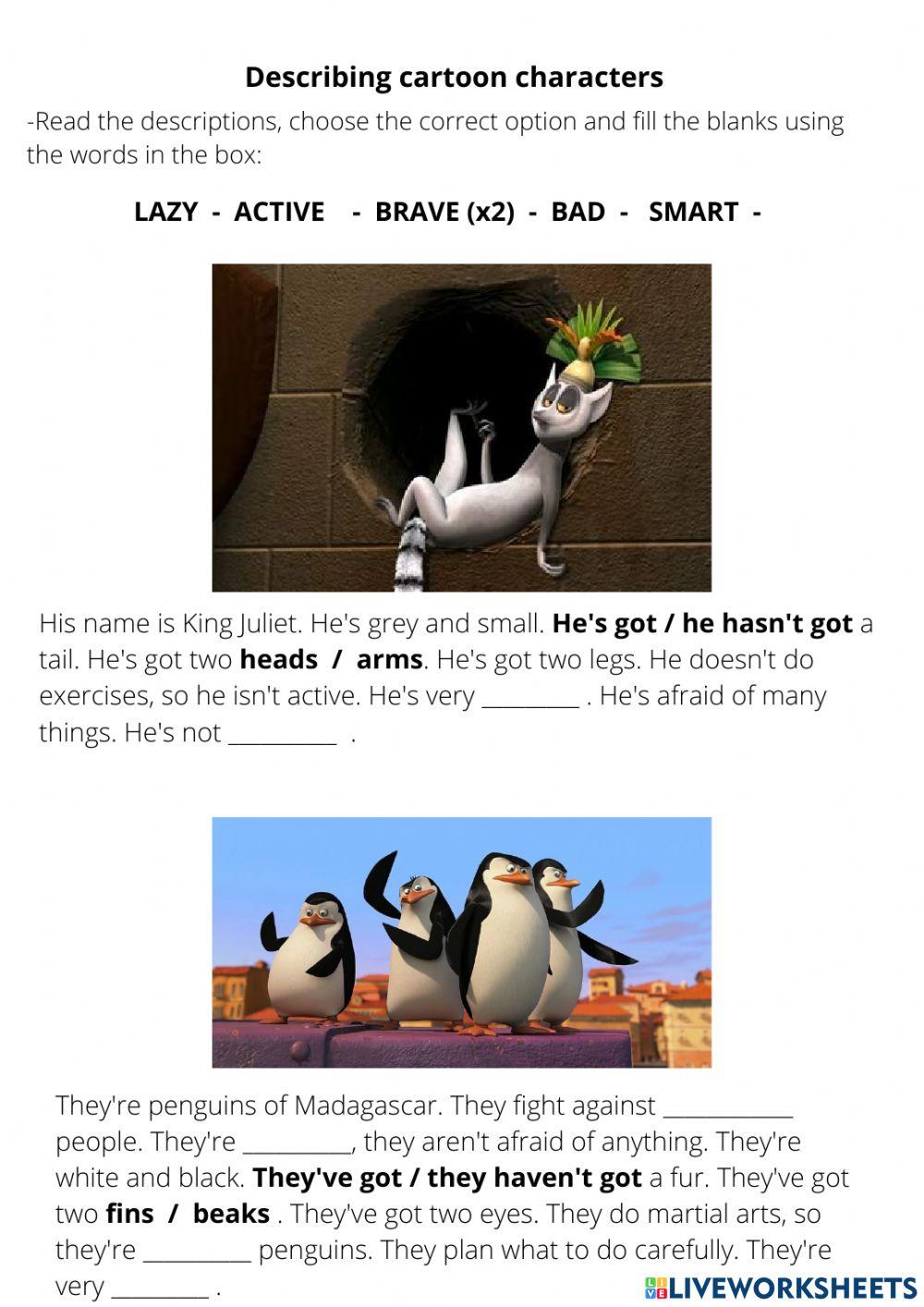 Personality adjectives