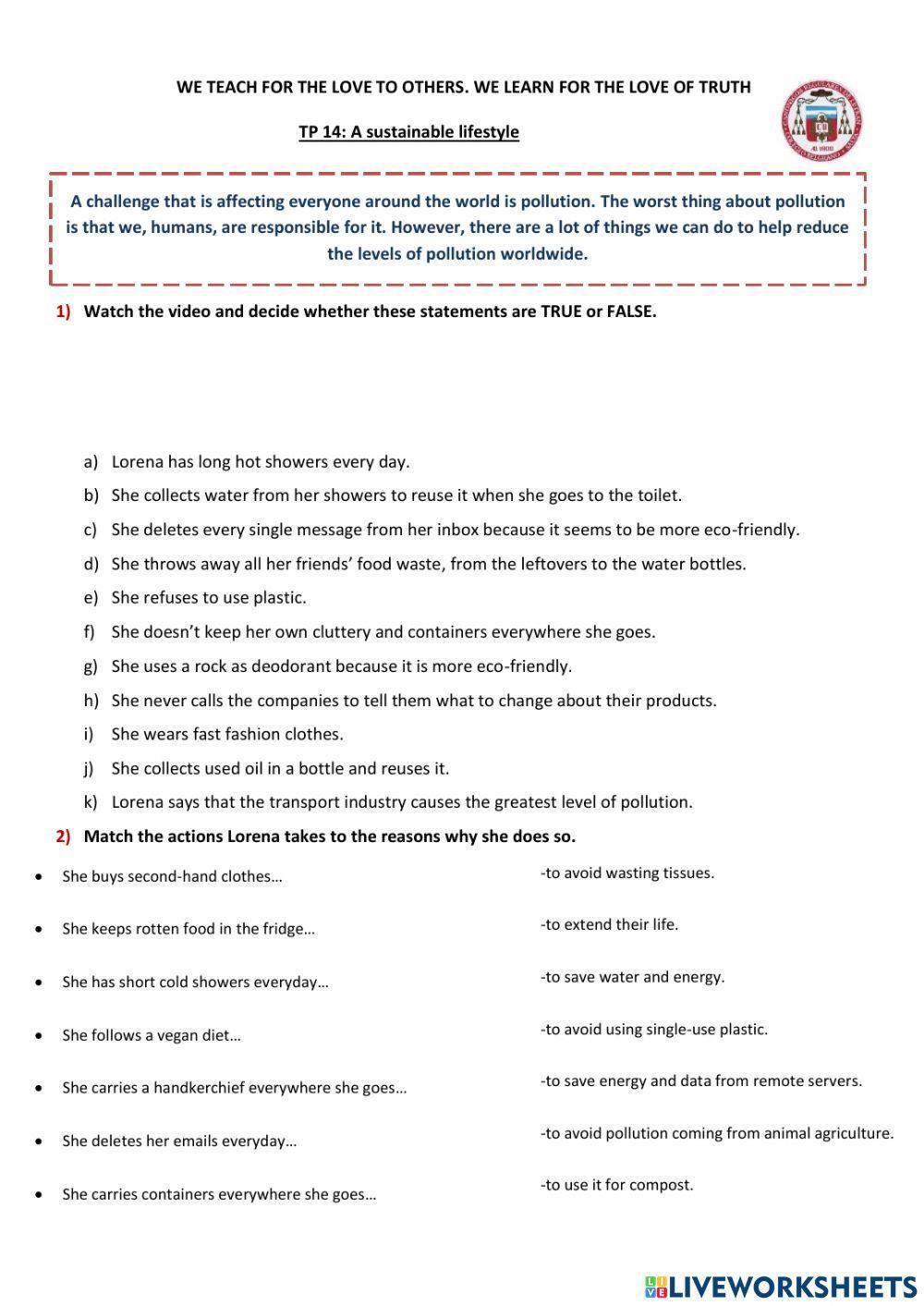 TP 15: A sustainable lifestyle