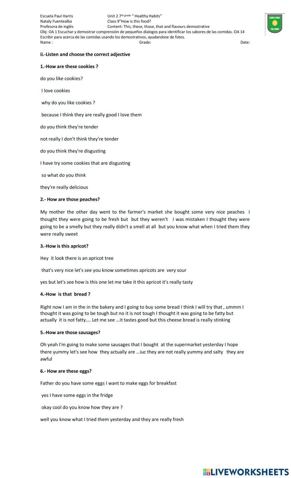 Class 8 unit 2 7th grade