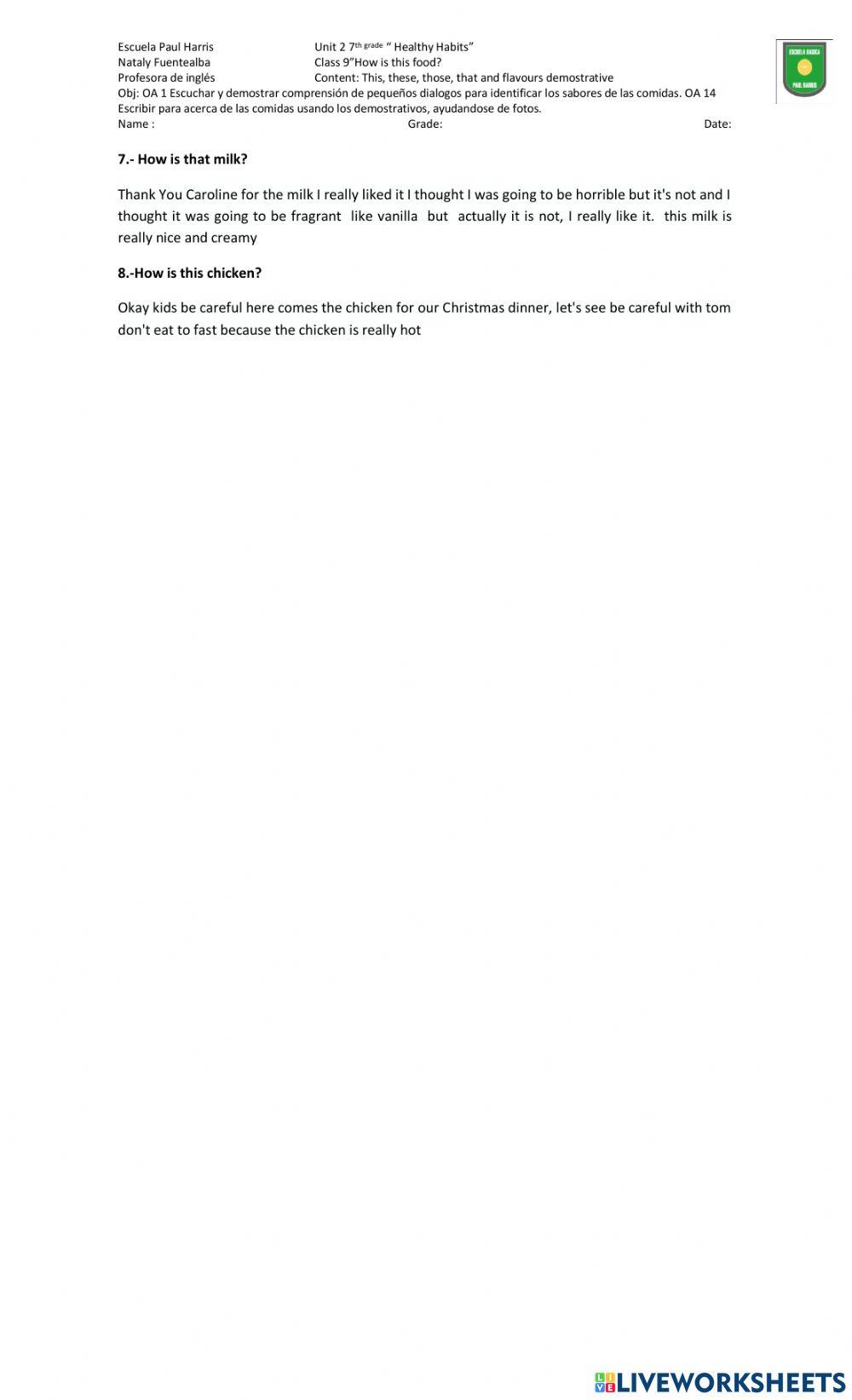 Class 8 unit 2 7th grade