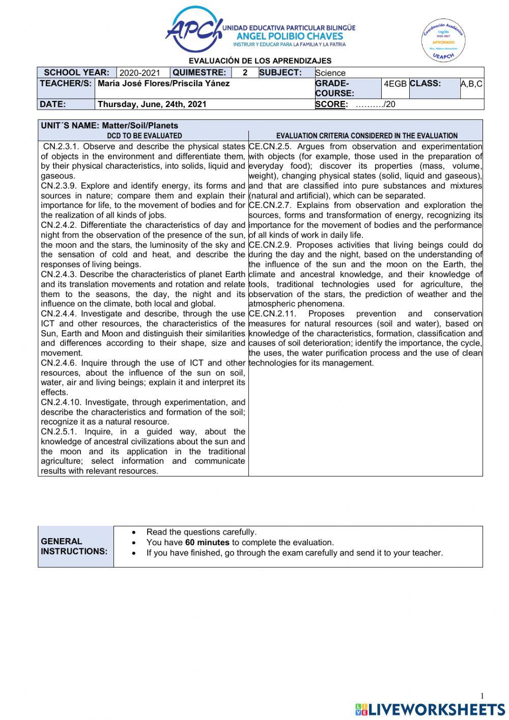 NEE Q2 4 EGB Science Exam