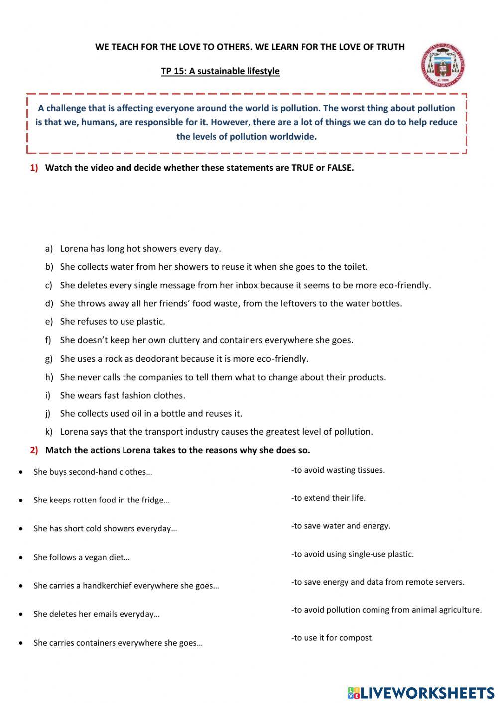 TP 15: A sustainable lifestyle