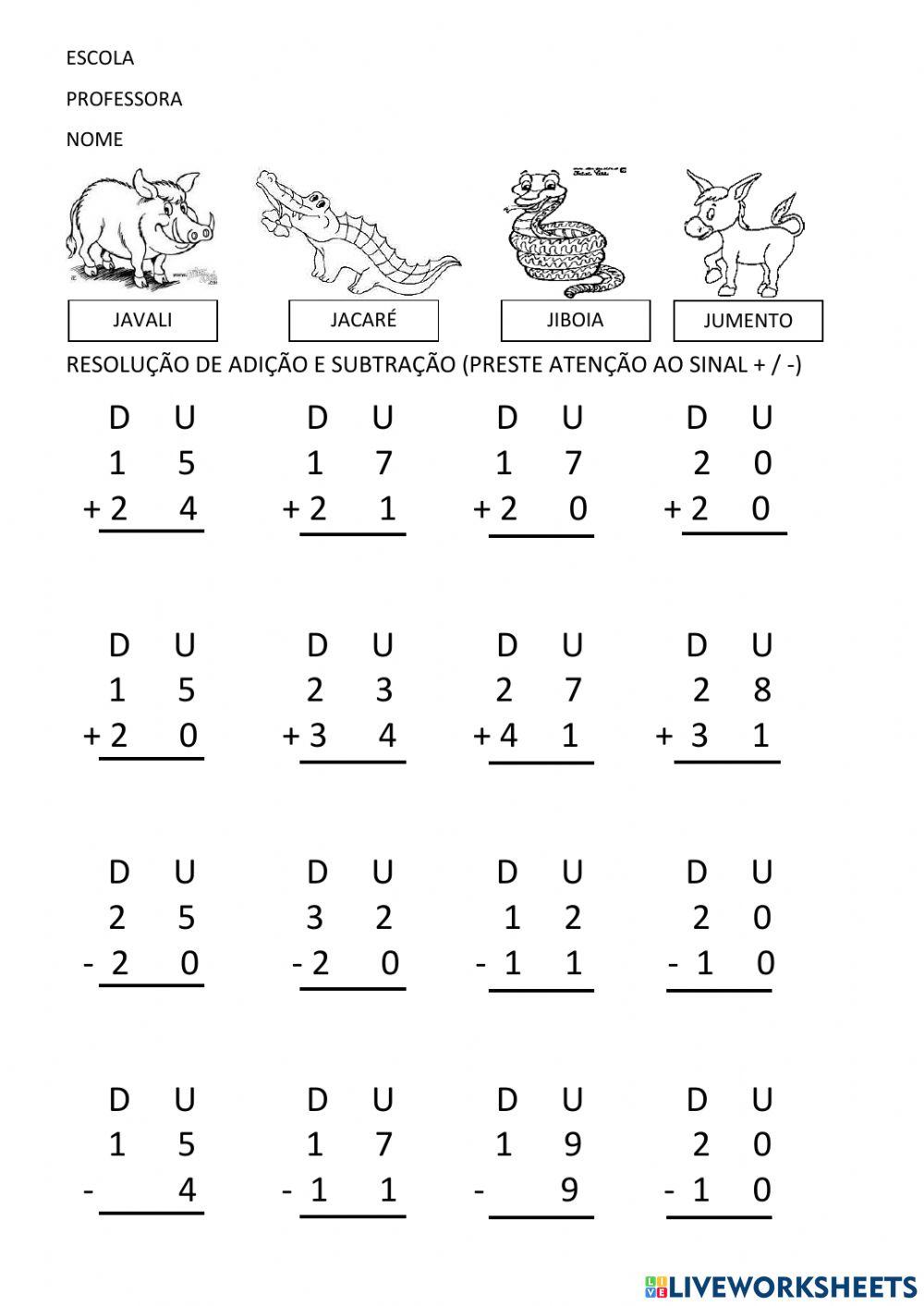 Adição e subtração