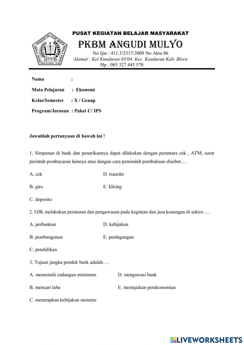 Ekonomi kelas X Paket C