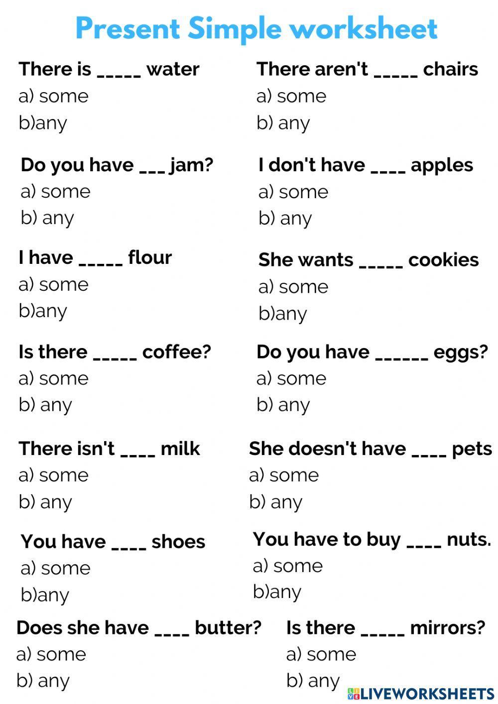 Some or any - Present Simple