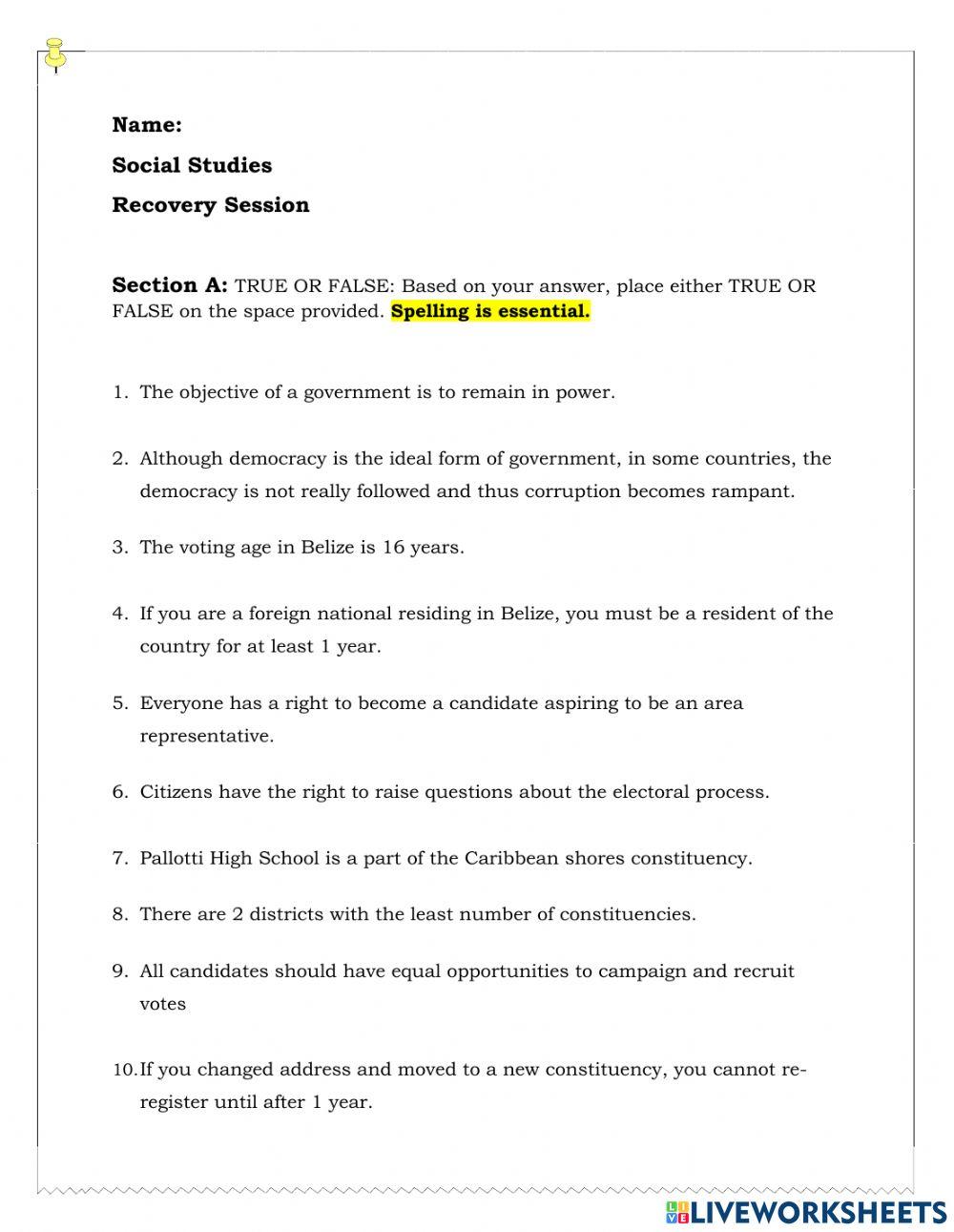 Government (Belize) Recovery