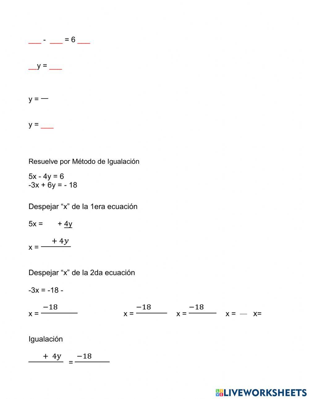 Ejercicio Especial Matematicas II de secundaria