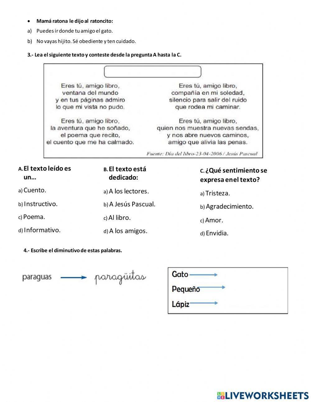 Examen lenguaje 2do