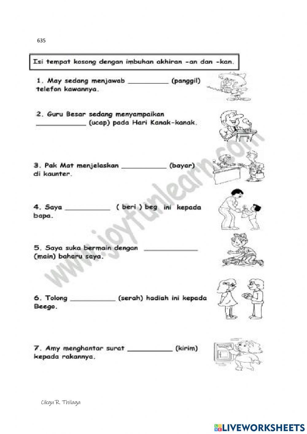 Perkataan Imbuhan Akhiran activity | Live Worksheets