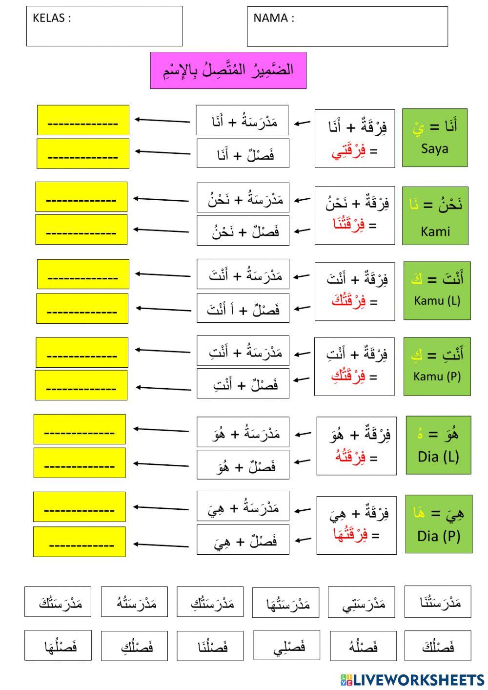 الضمير المتصل بالإسم
