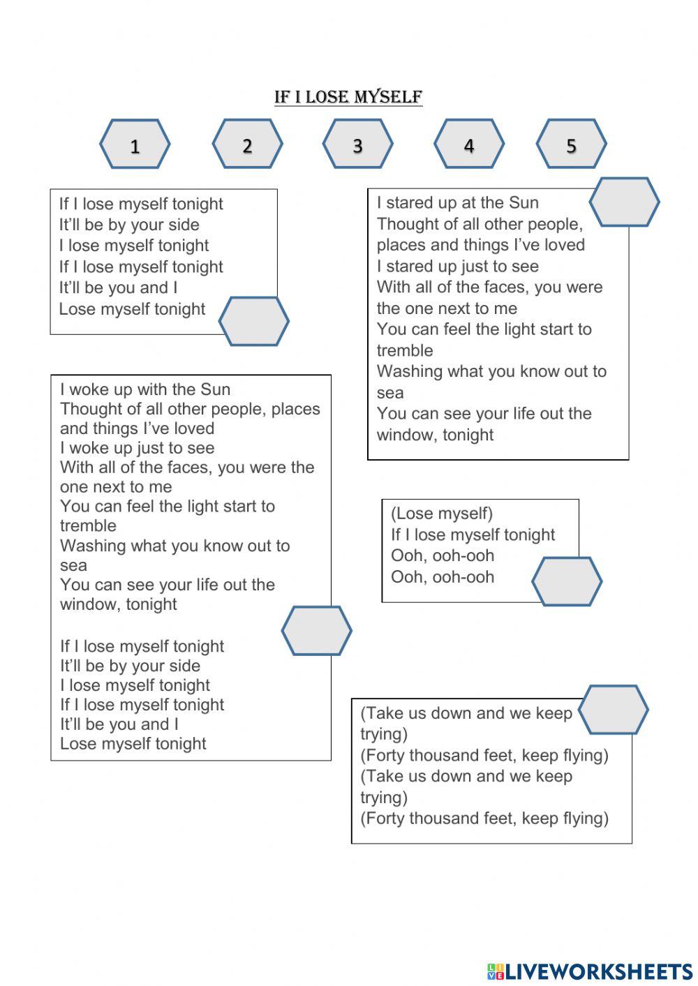 Song: If I lose Myself - Put it in order