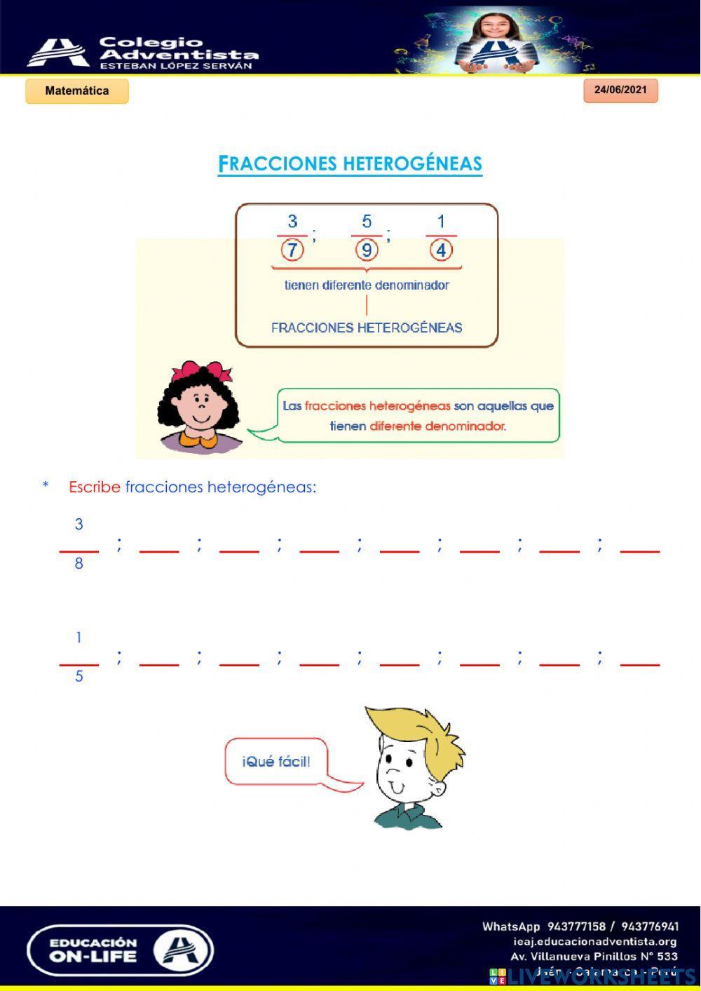 FRACCIONES HOMOGENEAS Y HETEROGENEAS.