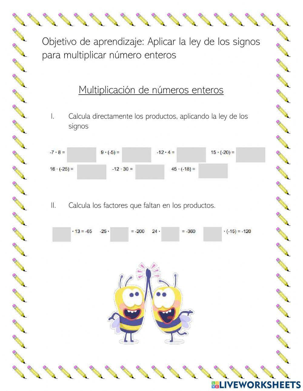 Multiplicación número enteros