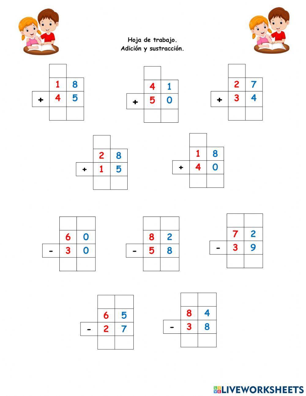 Adiciones y Sustracciones.