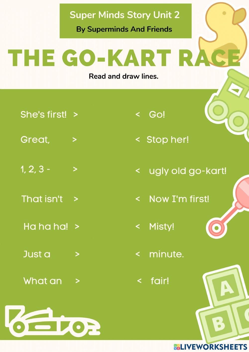 Super minds unit 2 story worksheet the go-kart race - let's play- value- fair play- cheating is wrong
