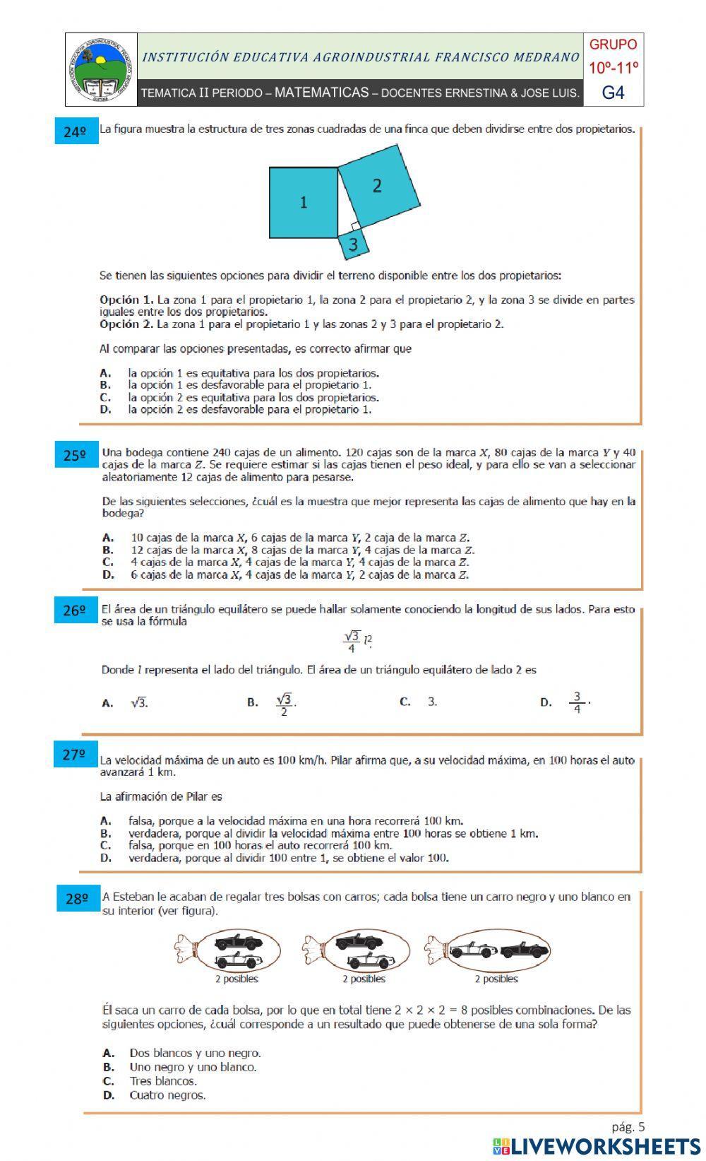 RETOS MATEMATICOS GRADO 10 Y 11 SEGUNDO PERIODO.