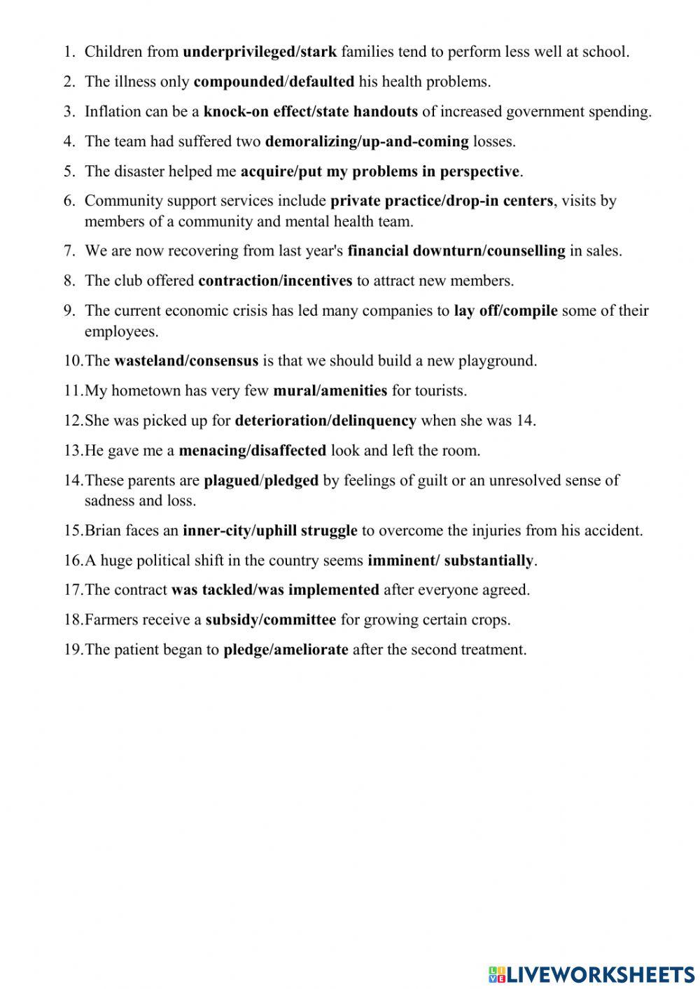 C1 Vocabulary Exercises