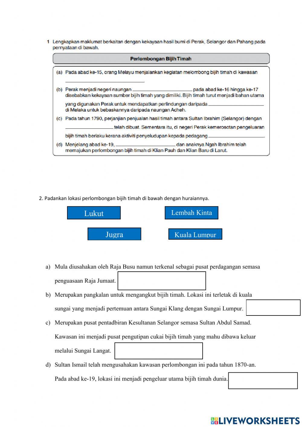 3.1 Kekayaan Hasil Bumi di Perak, Selangor,  Negeri Sembilan dan Pahang