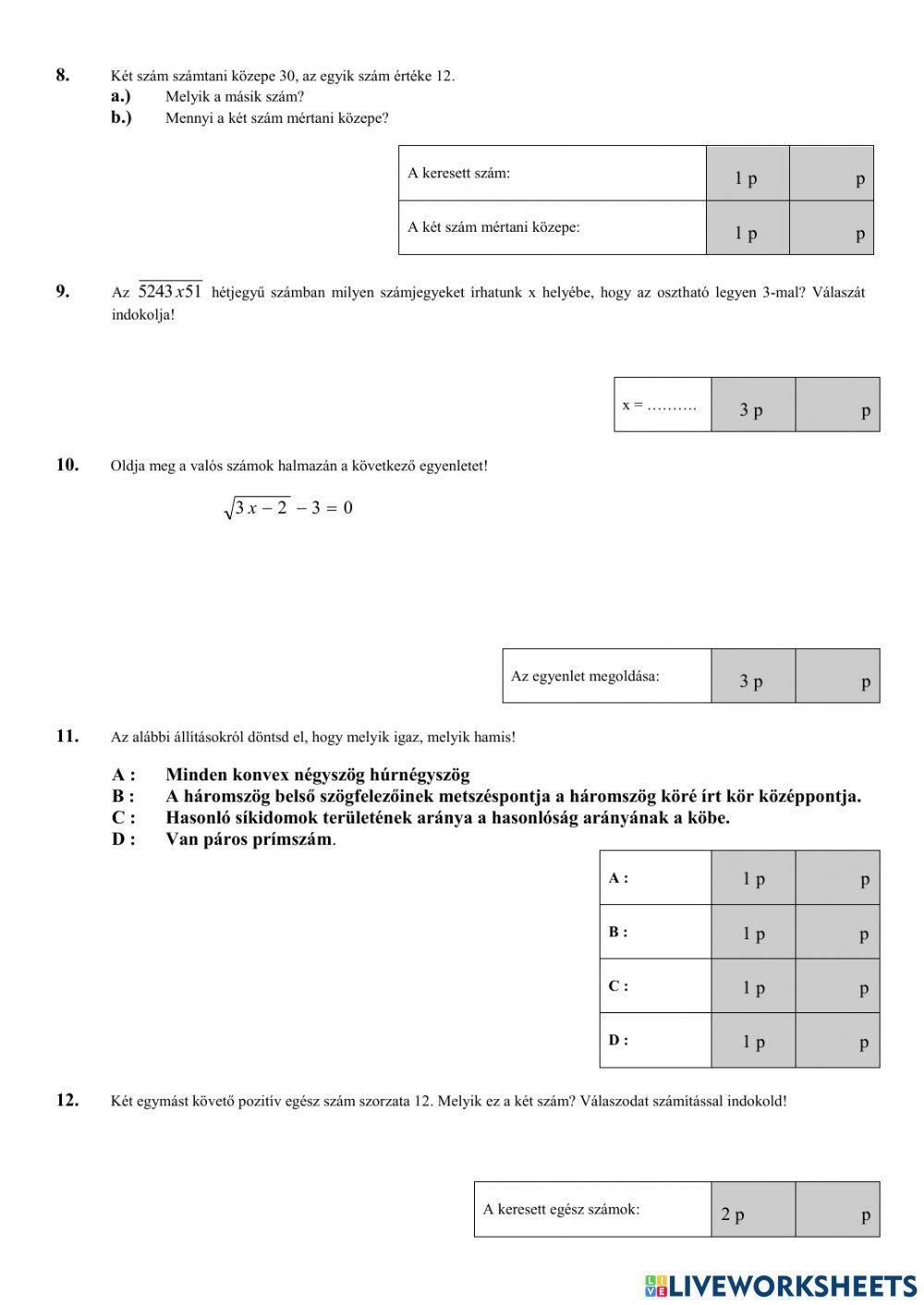 Érettségire gyakorló